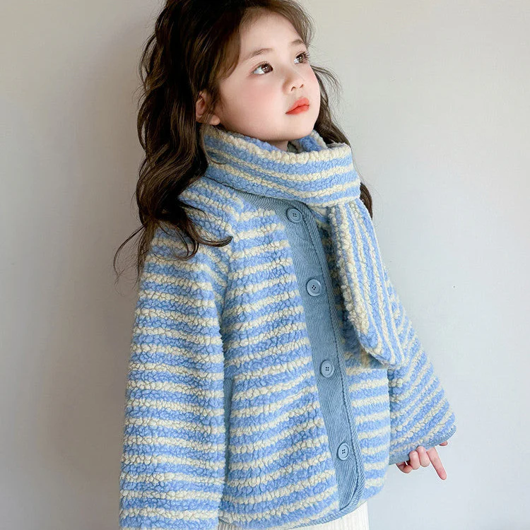 ボーダー柄あったかショートコート